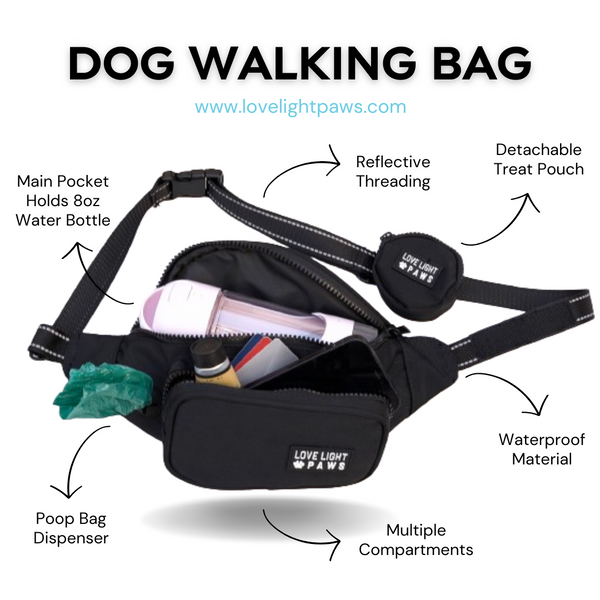 Dog Walking Bag Fanny Pack With Treat Bag And Leash