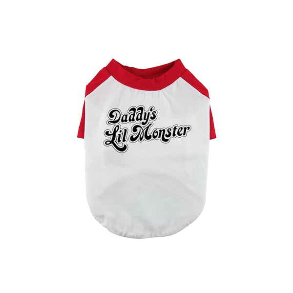 Daddy's Little Monster Dog Baseball Tee Contrasting Raglan Sleeve Shirt