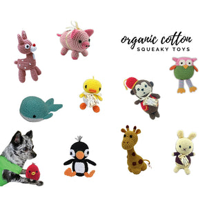 Organic Cotton Animal Squeaky Toys