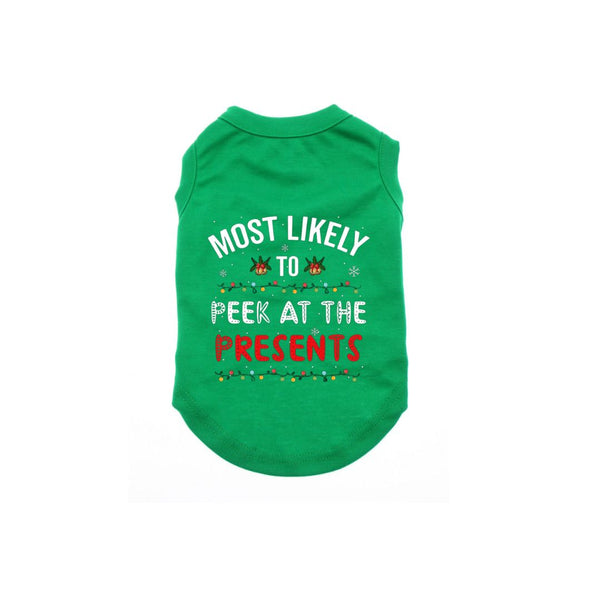 Most Likely to Peek Christmas Dog Shirt