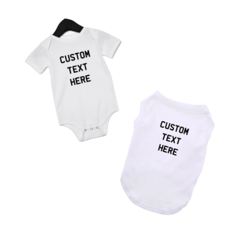 Custom Text Matching Dog Baby Shirts