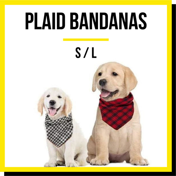 Blank Plaid Dog Bandanas (S / L)