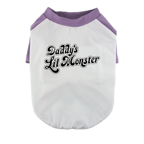 Daddy's Little Monster Dog Baseball Tee Contrasting Raglan Sleeve Shirt