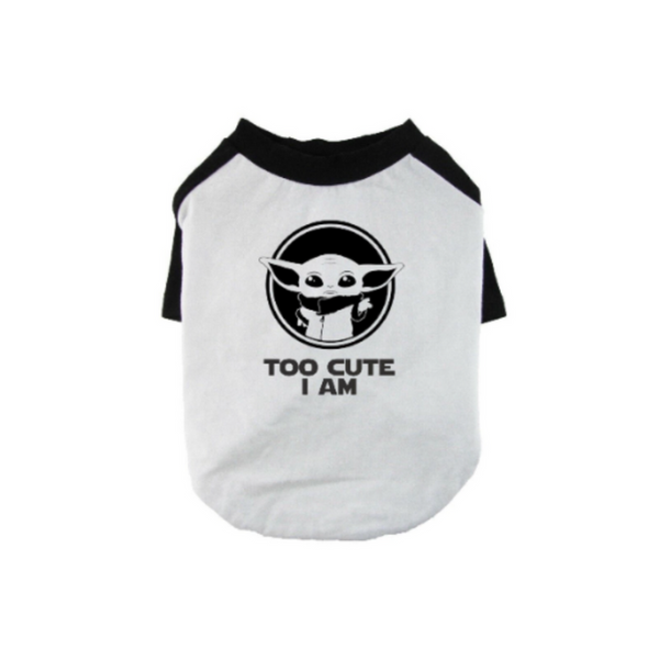 Baby Yoda Too Cute I Am Custom Raglan Sleeve Baseball Tee Parody Dog