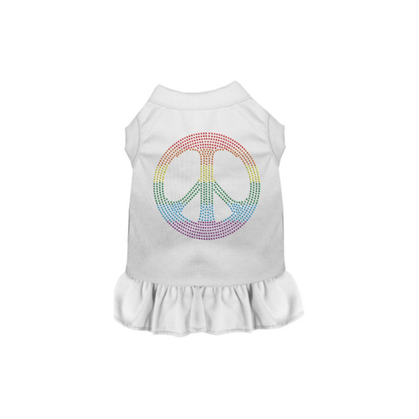 Rainbow Peace Rhinestone Dog Dress Pride Pet Dress