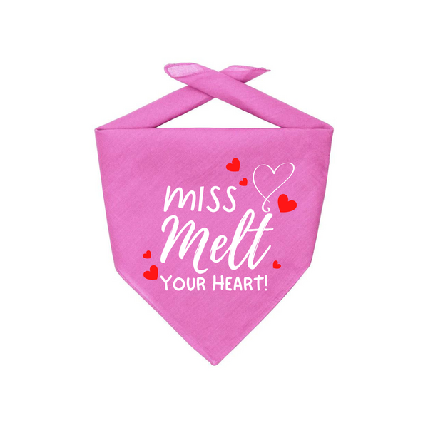 Dog Bandana Festive Holiday Valentine's Day Miss Melt Your Heart