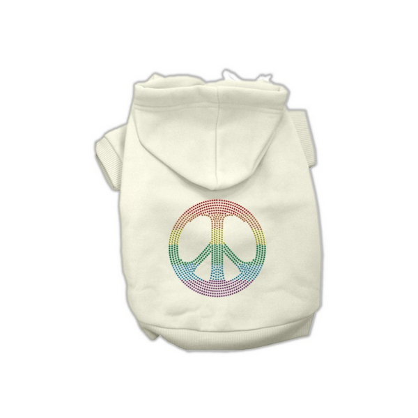 Rainbow Rhinestone Peace Sign Dog Hoodie