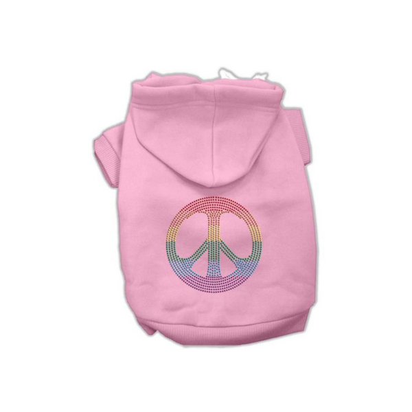 Rainbow Rhinestone Peace Sign Dog Hoodie