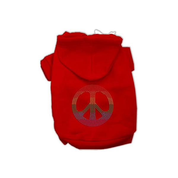 Rainbow Rhinestone Peace Sign Dog Hoodie