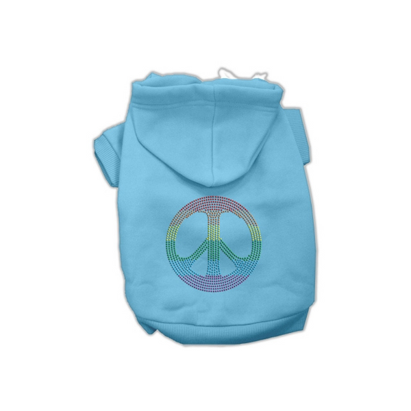 Rainbow Rhinestone Peace Sign Dog Hoodie