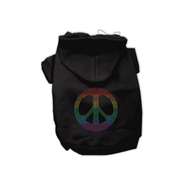 Rainbow Rhinestone Peace Sign Dog Hoodie