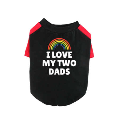 I Love My Two Dads Pride Dog Shirt