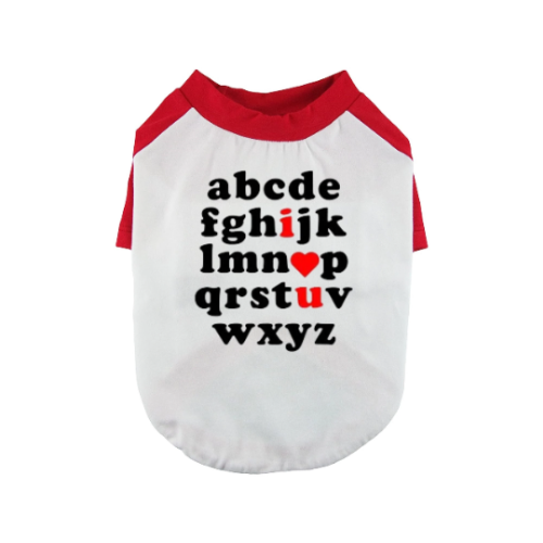 ABC I Love You Alphabet Valentine Pet Shirt