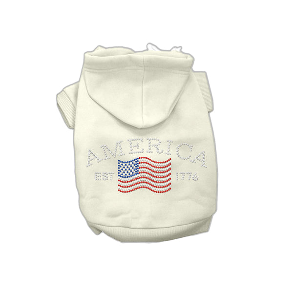 America EST 1776 Rhinestone Dog Hoodie