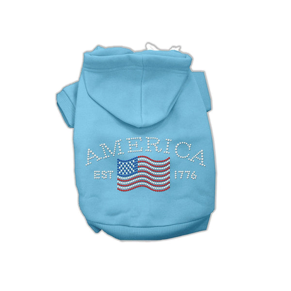 America EST 1776 Rhinestone Dog Hoodie