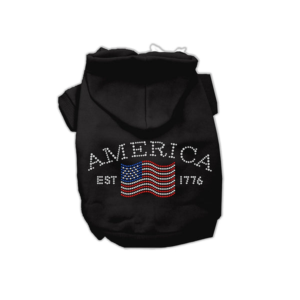 America EST 1776 Rhinestone Dog Hoodie