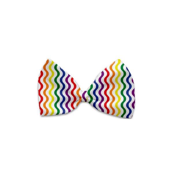 Vertical Rainbow Zig Zags Stars Bow Tie