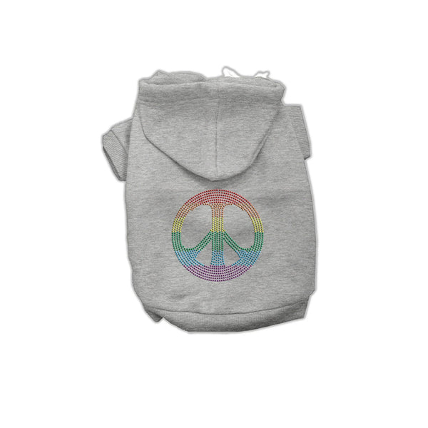 Rainbow Rhinestone Peace Sign Dog Hoodie