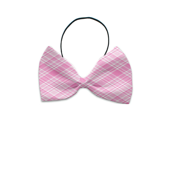 Pink Plaid Bow Tie